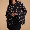 Dancing Leopard Suvi Flare Sleeve Top In Abstract Dot Sand On Black