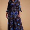 Dancing Leopard Dove Dress In Camo Abstract Blue On Black- Extended Sizing