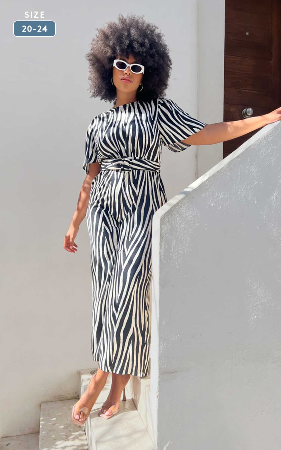 Dancing Leopard Saskia Jumpsuit In Monochrome Zebra - Extended Sizing (Reversible)