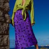 Dancing Leopard Renzo Skirt In Abstract Dot Black On Purple