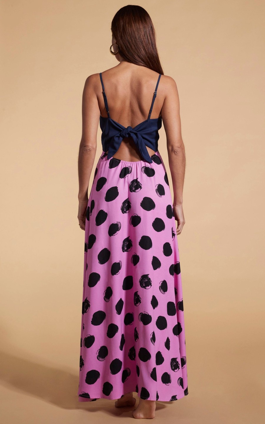 Dancing Leopard Florence Dress In Navy & Black On Pink Dot