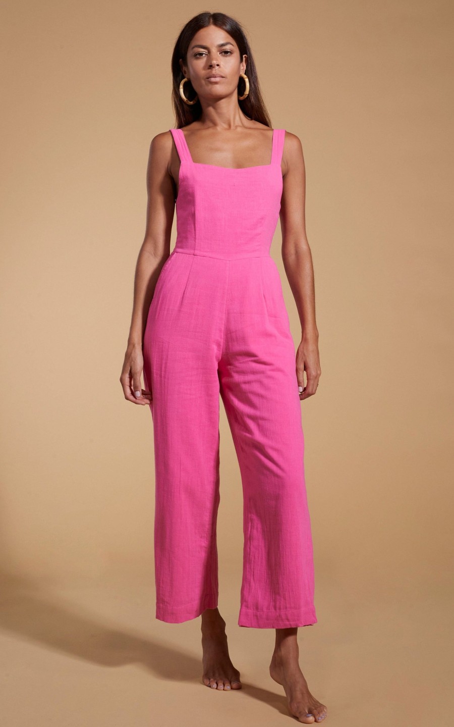 Dancing Leopard Halo Kimani Twist Back Jumpsuit In Magenta