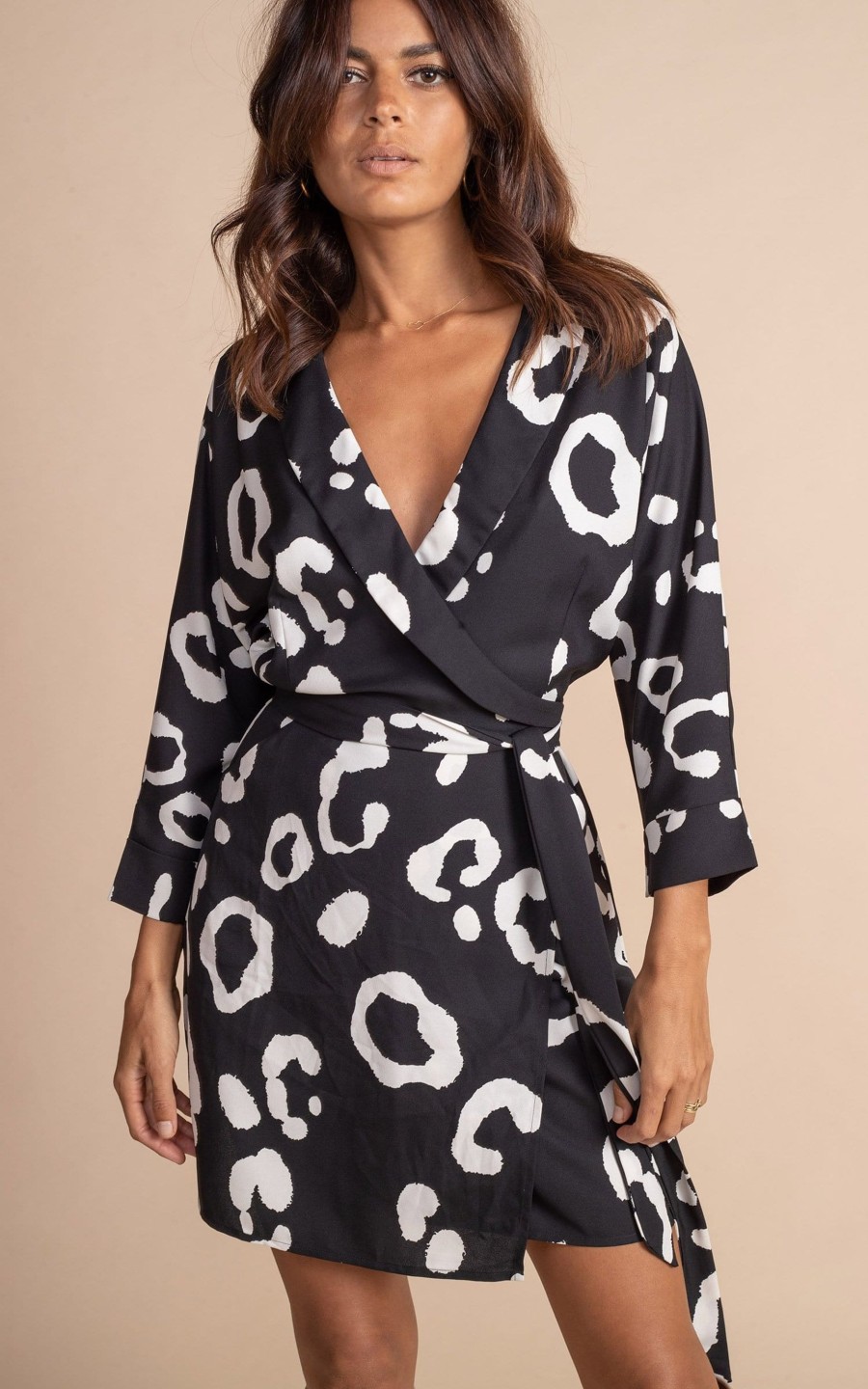 Dancing Leopard Valley Mini Dress In Oversized Mono Leopard