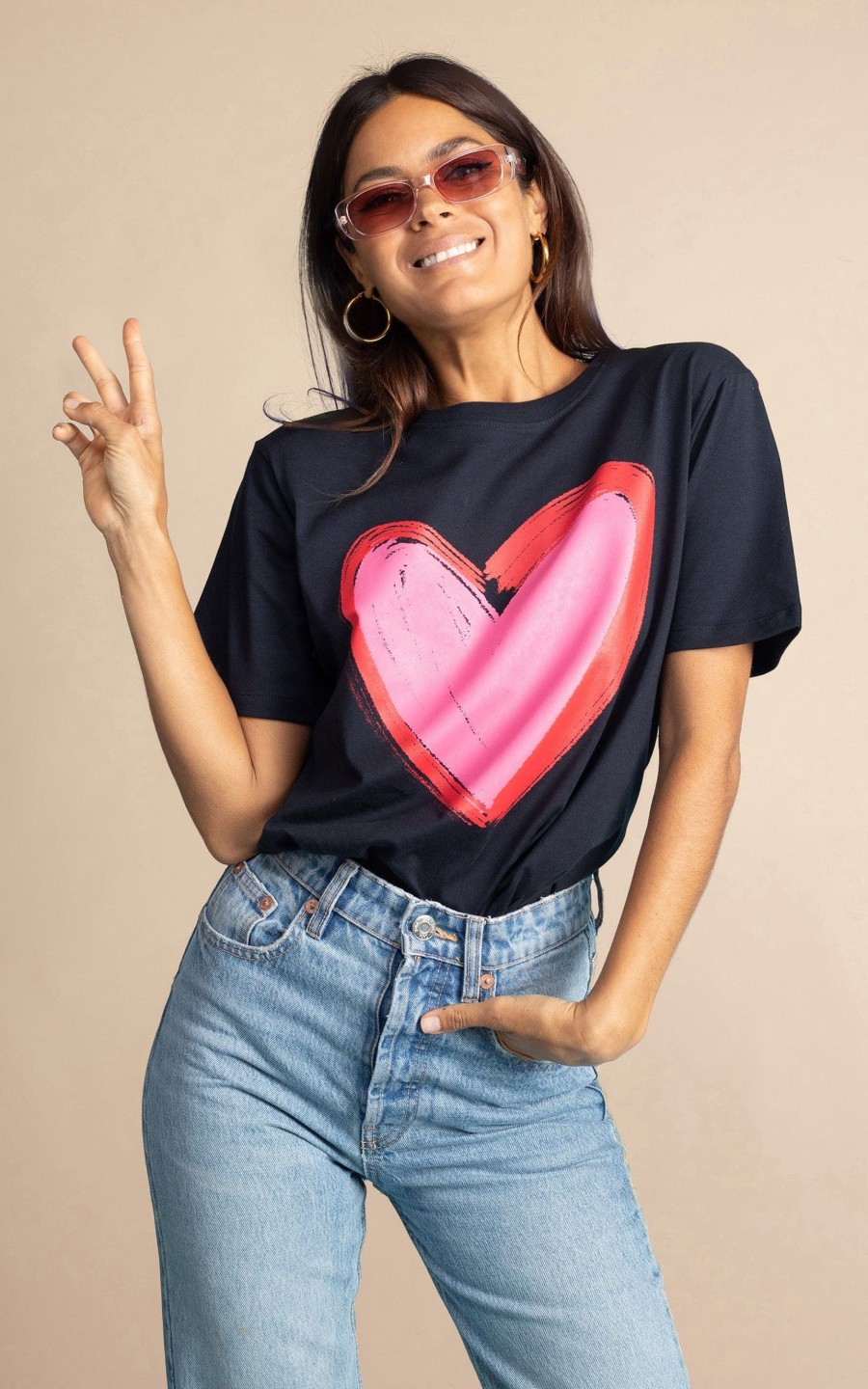 Dancing Leopard Navy Heart Charity T-Shirt For Choose Love