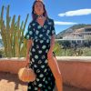 Dancing Leopard Jenna Maxi Dress In Green On Black Dot