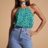 Dancing Leopard Nina Halter Cami Top In Green On Green Leopard